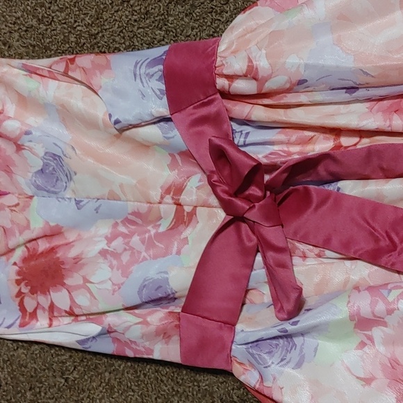 Bonnie Jean Floral Chiffon Dress Girls 18 1/2 With Pink Cardigan Party Ribbon - Picture 7 of 8